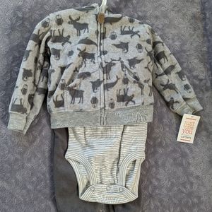 3 Piece pants, onesie and sweatshirt set